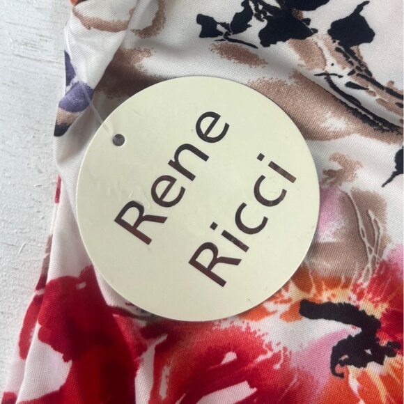 Rene Ricci Floral Print Short Sleeve Shirt Womens 2X Multi Color New - Picture 11 of 11